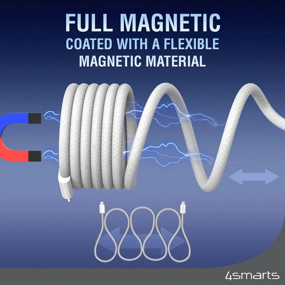 4smarts Magnetisk RollUp USB-C til USB-C Kabel 100W PD - 1.5m - Hvid