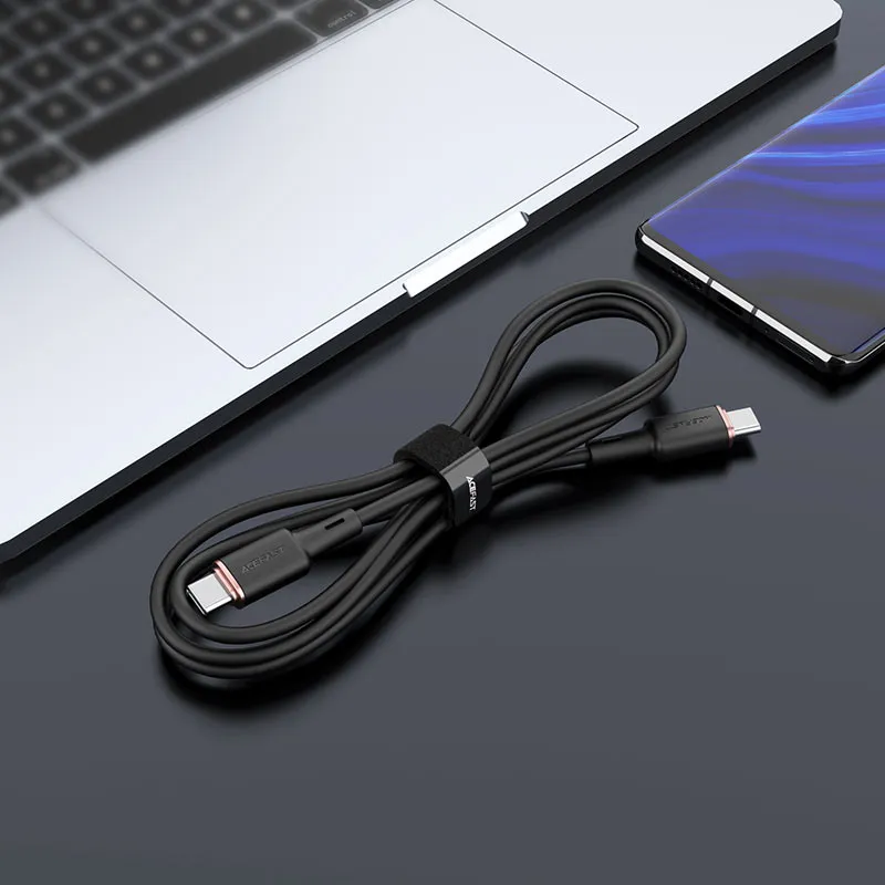 ACEFAST C2-03 USB-C TO USB-C ZINC ALLOY SILICONE CHARGING DATA CABLE (60W MAX)(1.2M) - BLACK