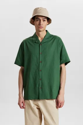 AKKARSTEN S/S SEERSUCKER SHIRT - Olivine