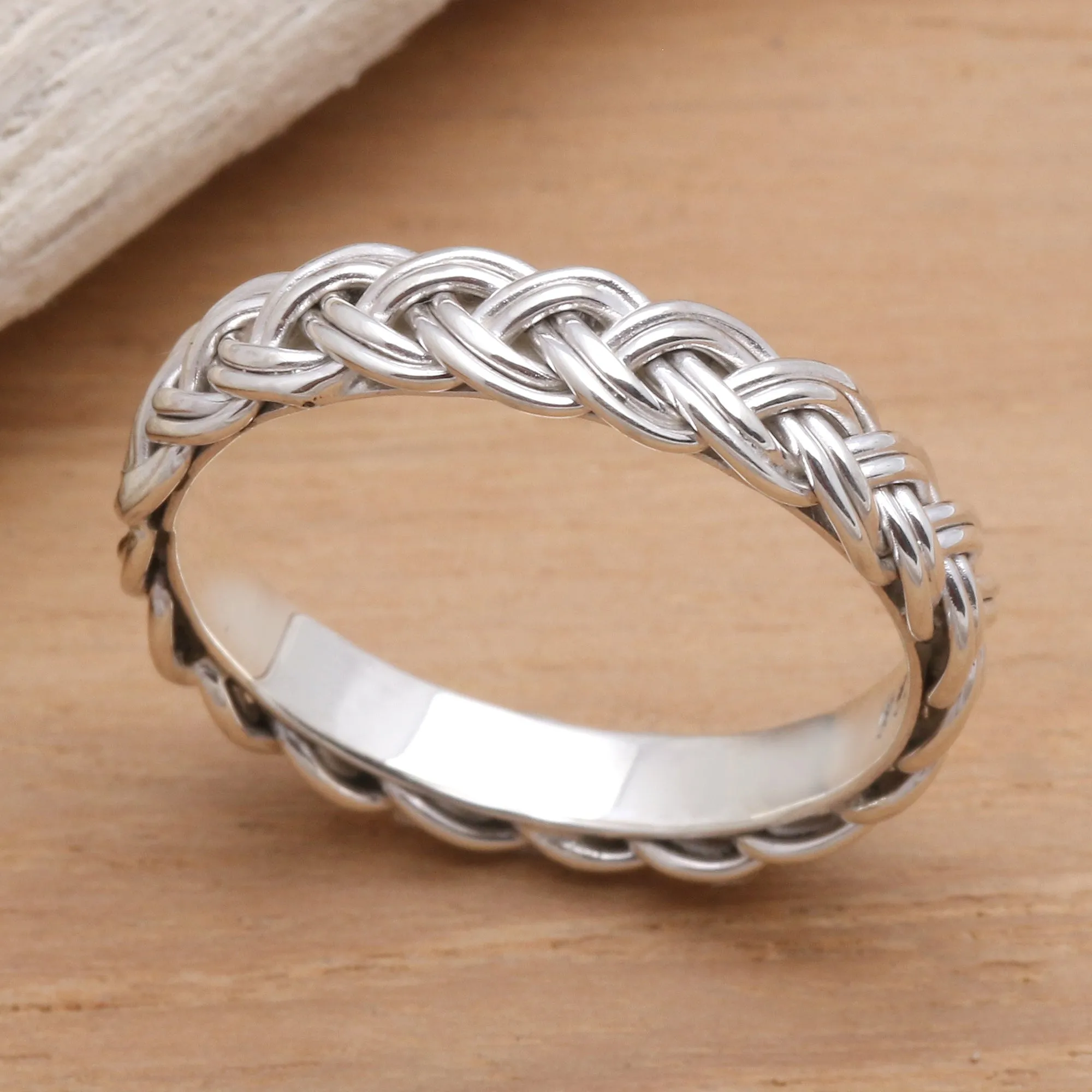 Amlapura Braid Braided Sterling Silver Band RIng for Women