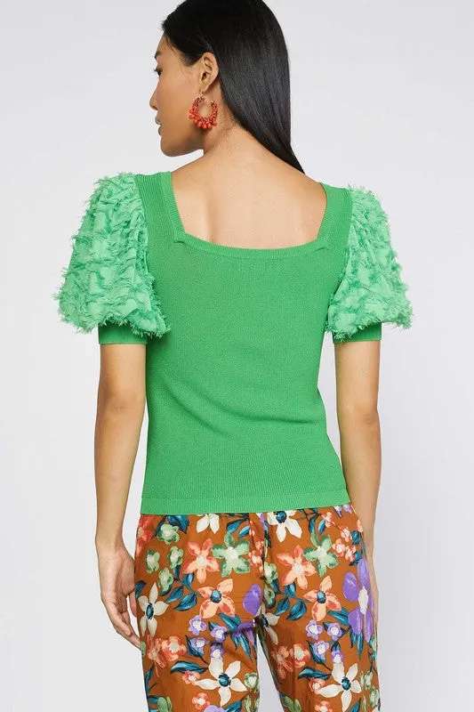 Apple Green Puff S/S Top