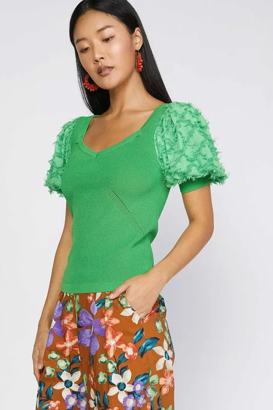 Apple Green Puff S/S Top