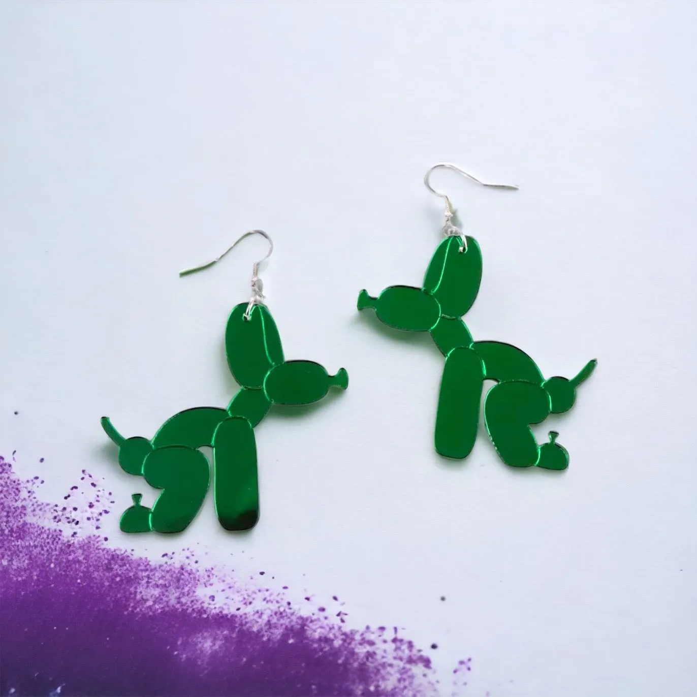 Balloon Dog Earrings - Handmade Jewelry, Mardi Gras Earrings, Pooping Balloon Dog, Handmade Earrings, Funny Gift, Funky Jewelry