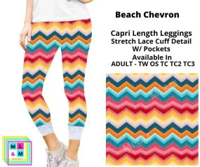 Beach Chevron Lace Cuff Capris w/ Pockets by ML&M