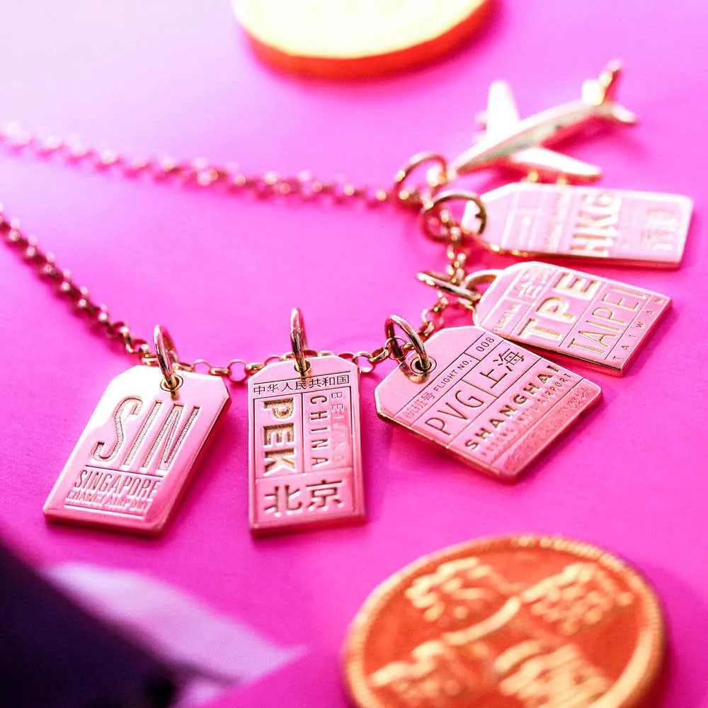 Beijing China PEK Luggage Tag Charm Silver