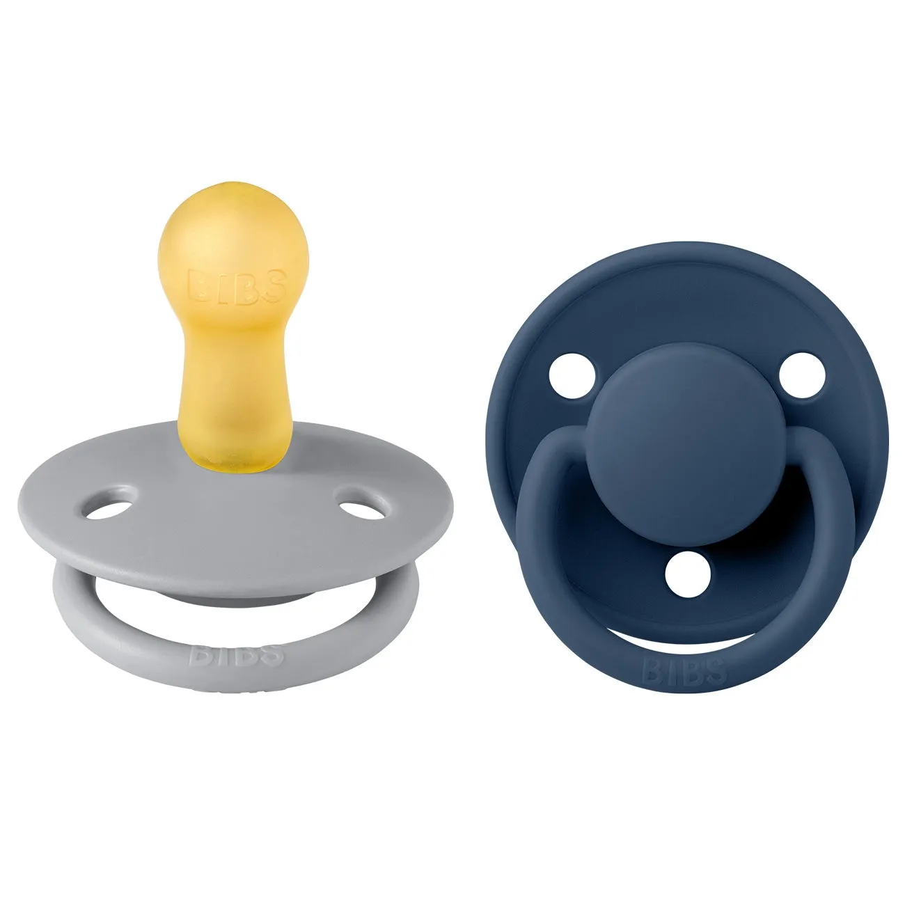 Bibs De Lux Latex Pacifiers 2-pak Round Cloud/Steel Blue