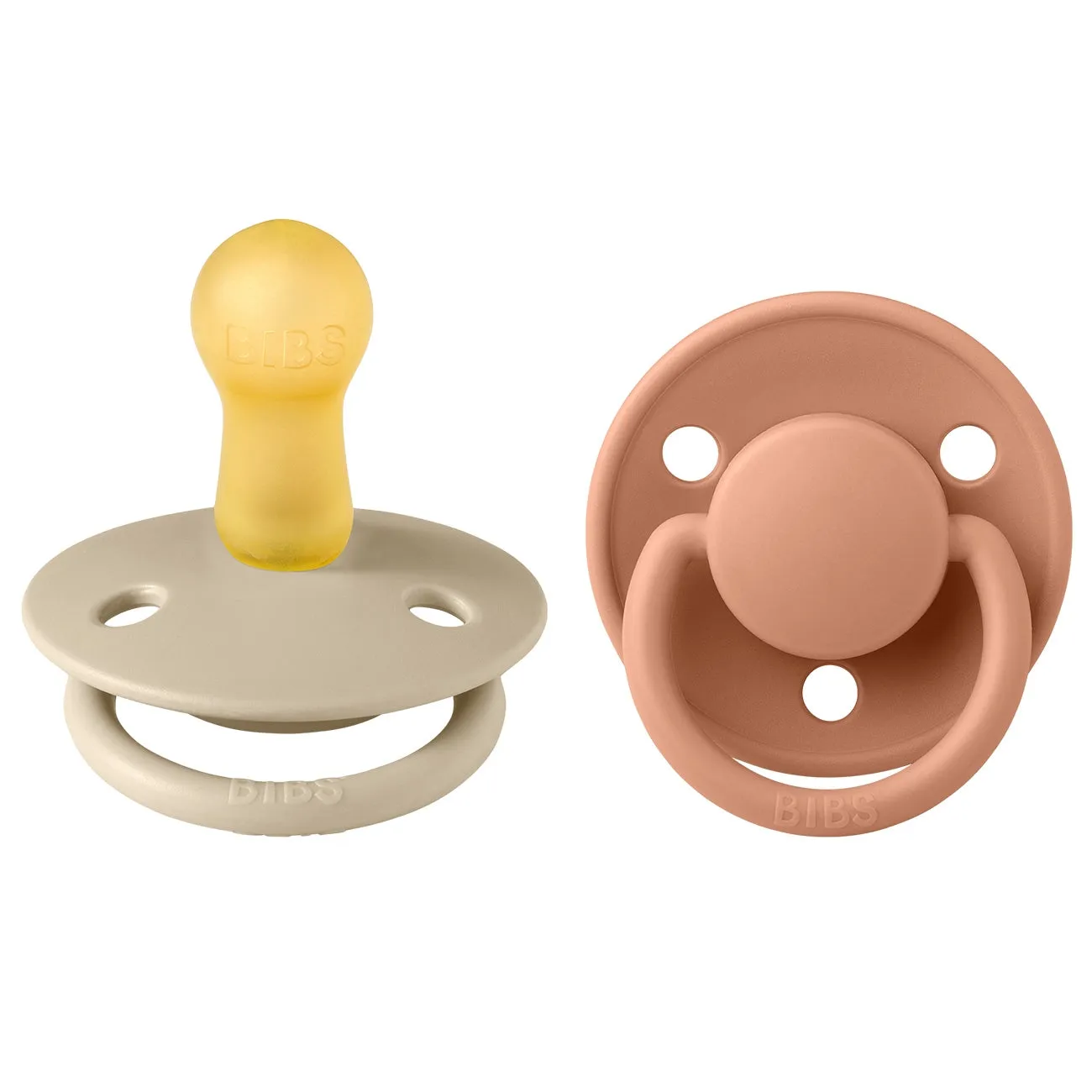 Bibs De Lux Latex Pacifiers 2-pak Round Vanilla/Peach