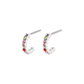 BRIGITTE multicolored crystal half hoops silver-plated