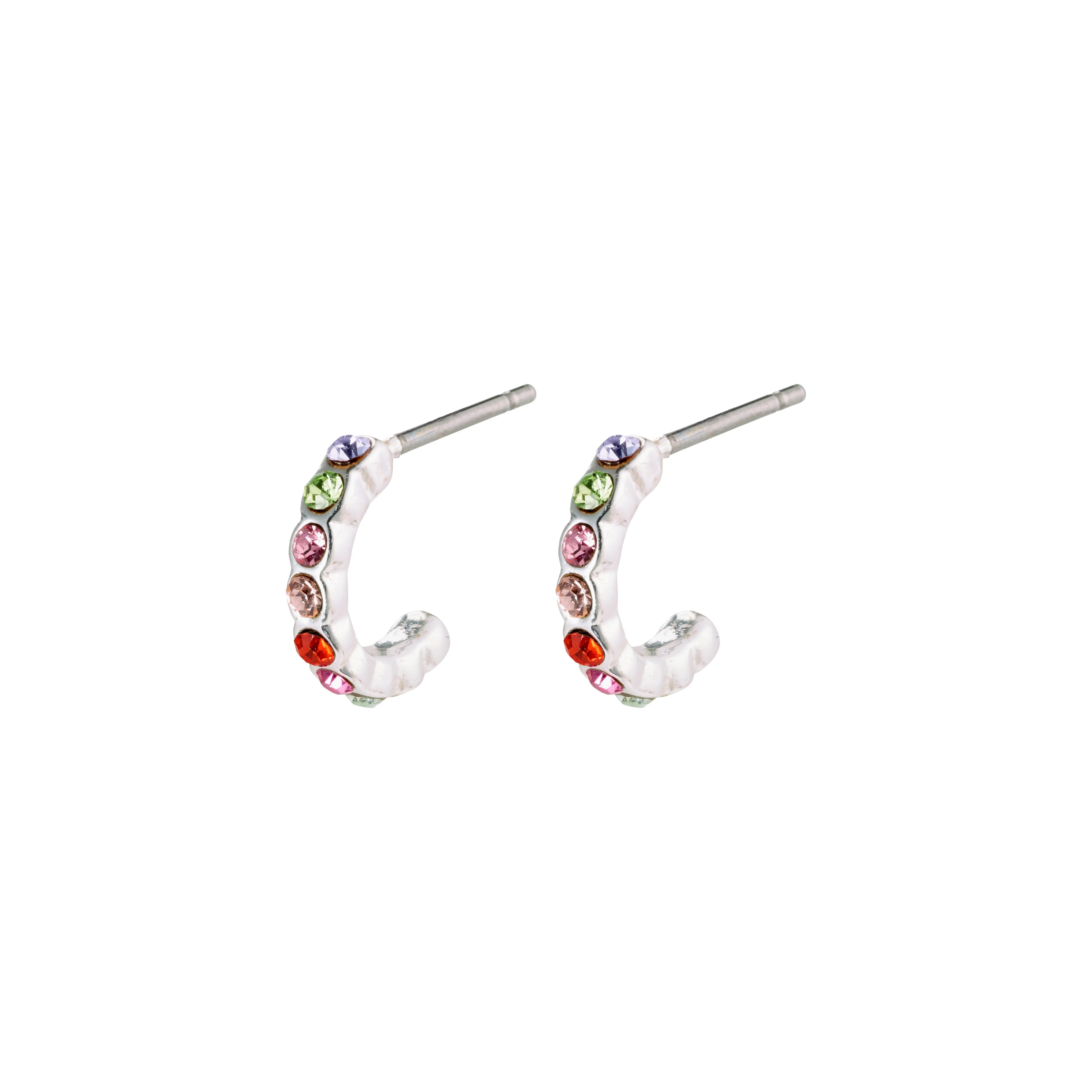 BRIGITTE multicolored crystal half hoops silver-plated