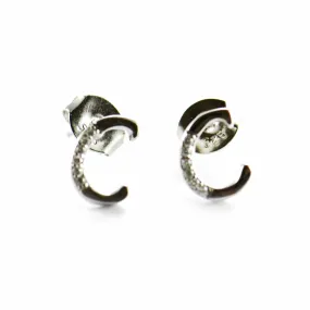 C silver earring with CZ