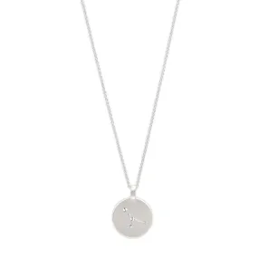 CANCER Zodiac Sign Coin Necklace, silver-plated