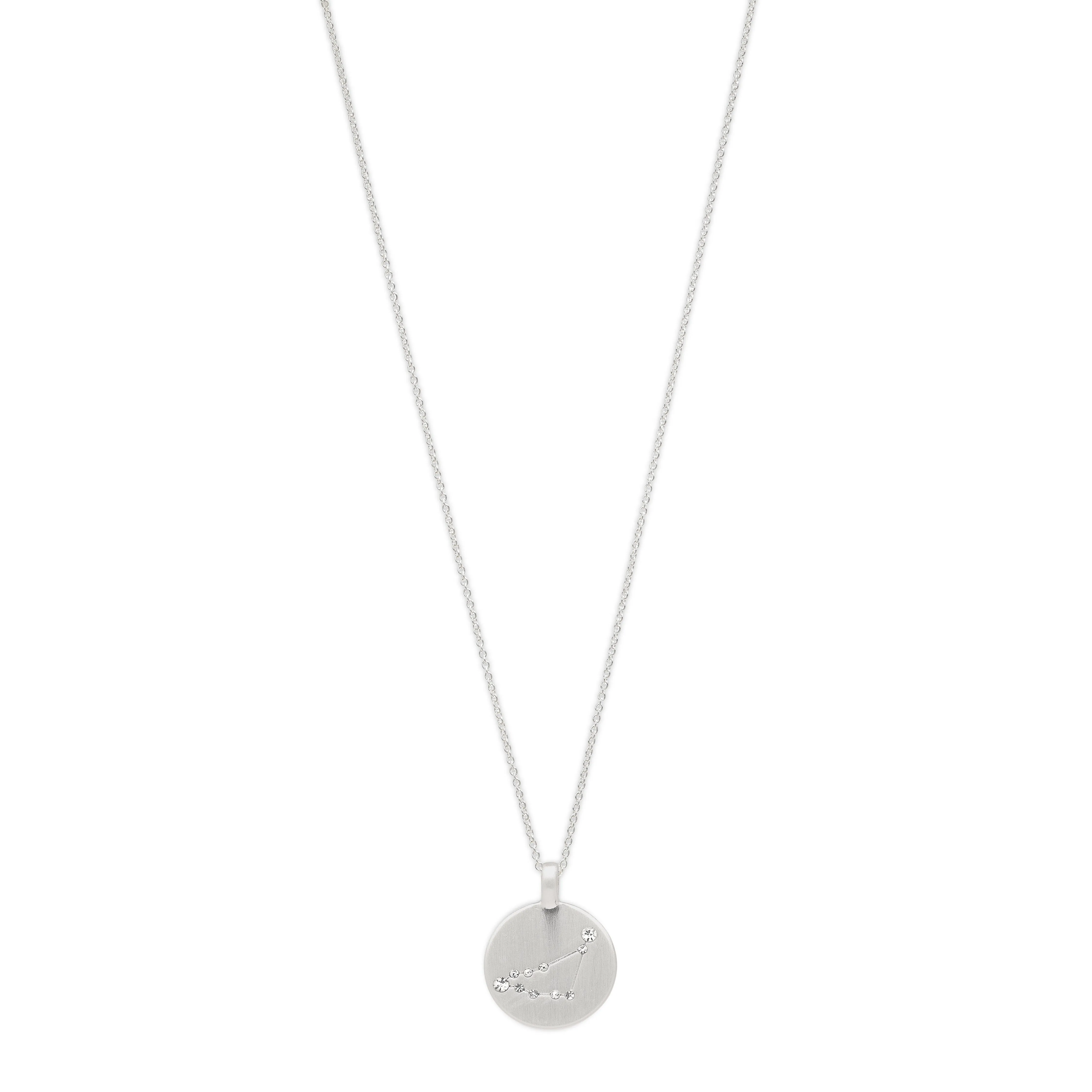 CAPRICORNUS Zodiac Sign Coin Necklace, silver-plated