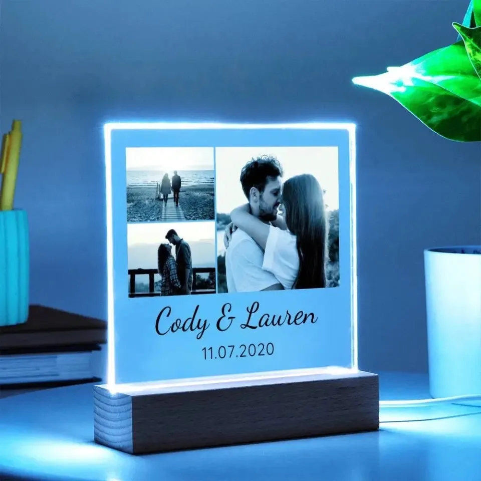 Custom Photos   Names & Date - Acrylic LED Light