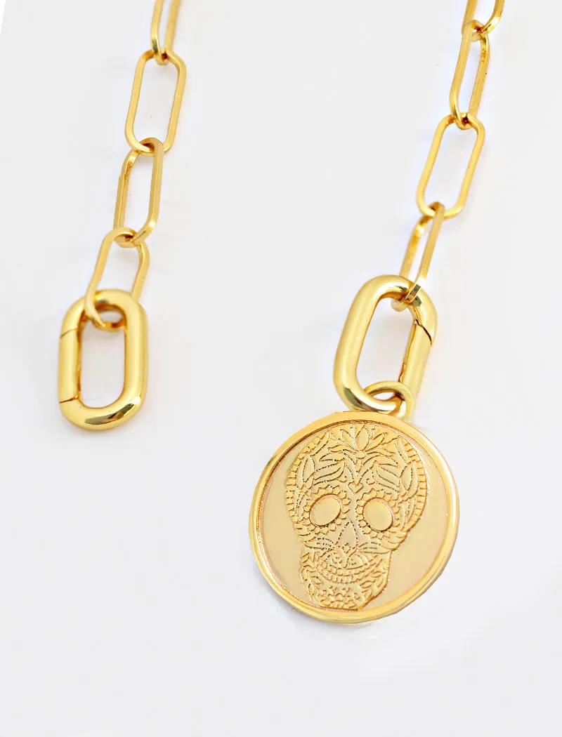 DIA DE LOS MUERTOS Sugar Skull Mexican Pendant Charm Necklace