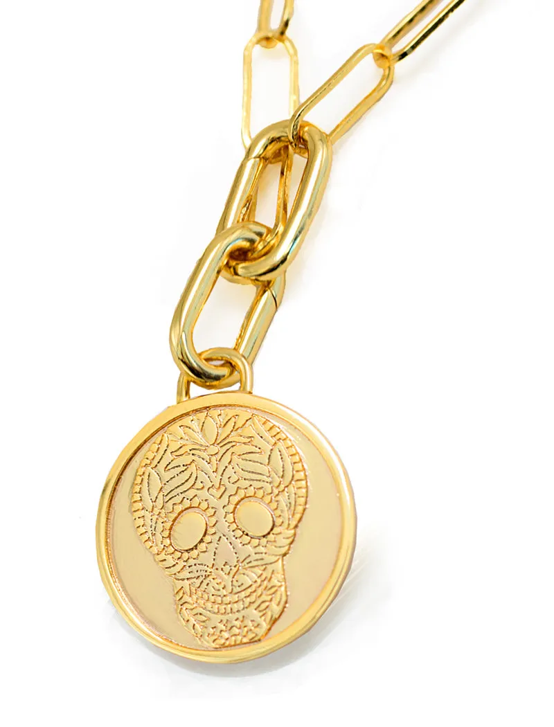 DIA DE LOS MUERTOS Sugar Skull Mexican Pendant Charm Necklace