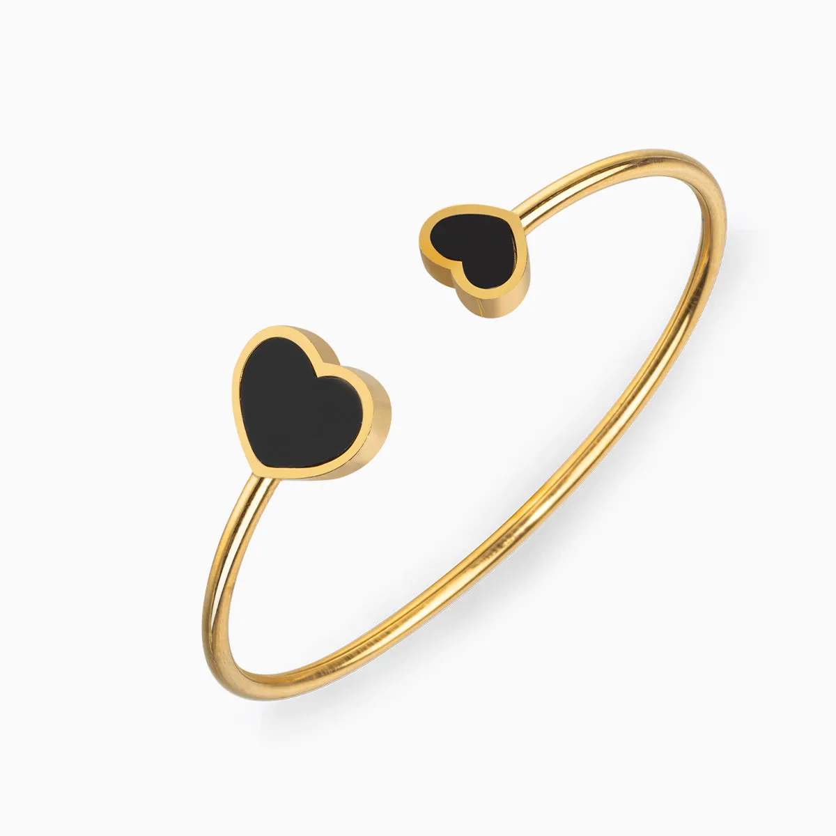 Double Black Heart Cuff Bangle