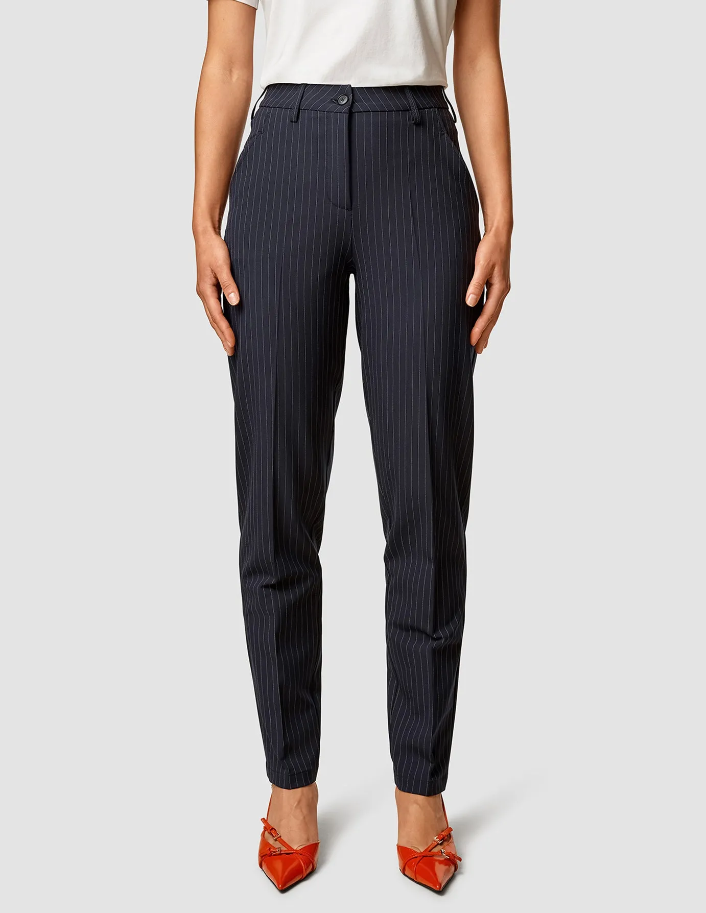 Essential Pants Tapered Navy Pinstripe