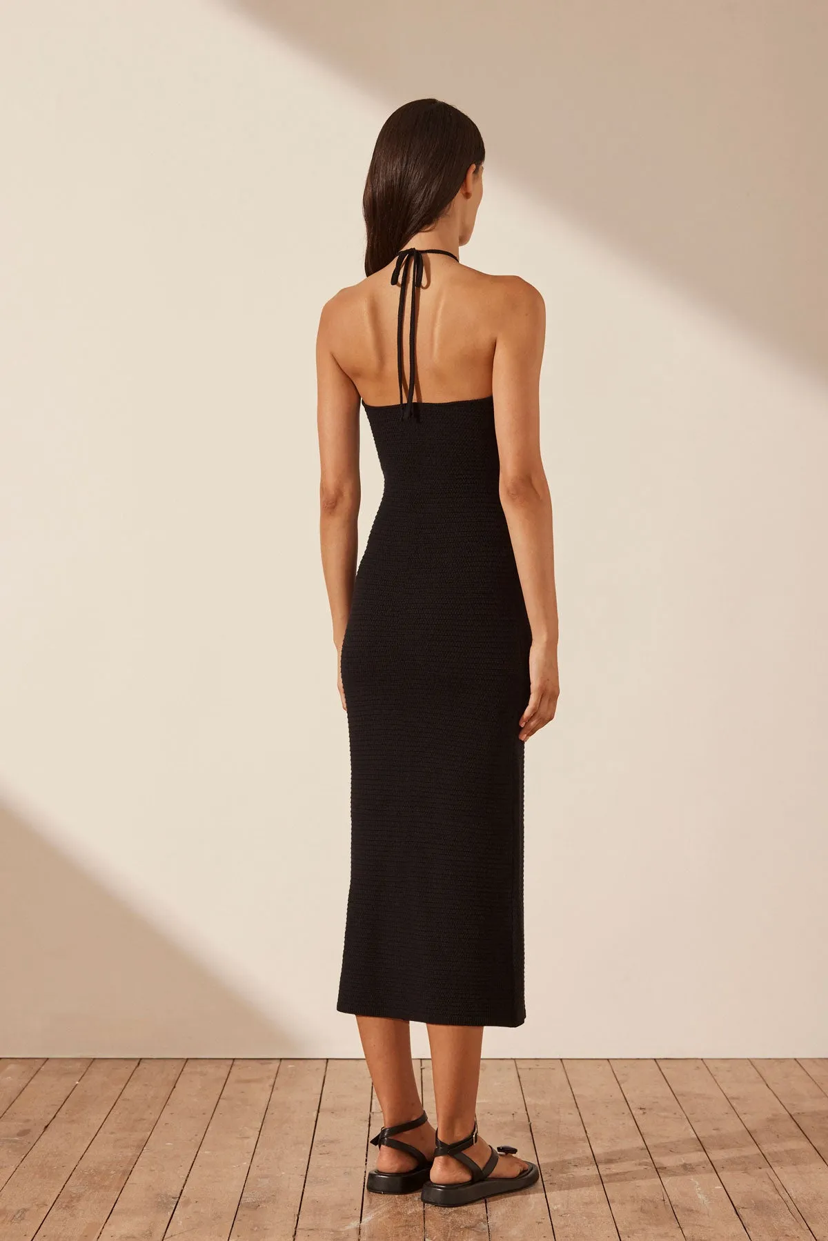 EVE KEYHOLE MIDI DRESS - BLACK