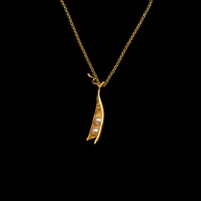 Fine Pea Pod 2 Pearls Pendant