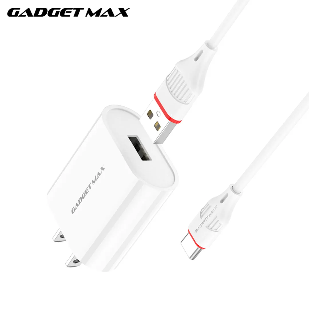 GADGET MAX GC02 TYPE-C 2.4A SINGLE USB PORT SPEEDY TYPE-C CHARGER SET(1USB)(2.4A)(1M)