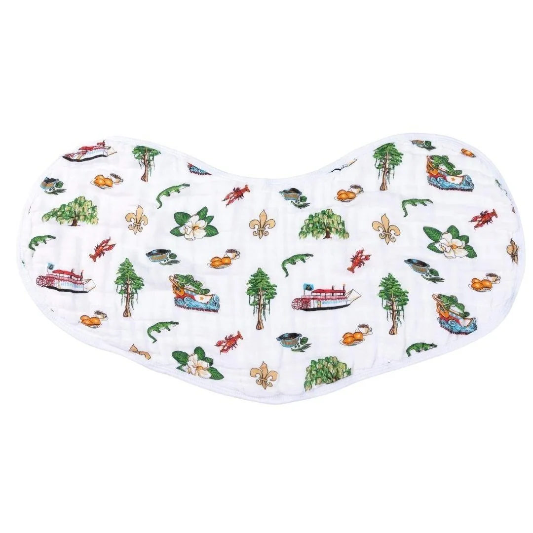 Gift Set: Louisiana Baby Muslin Swaddle Blanket and Burp Cloth/Bib Combo