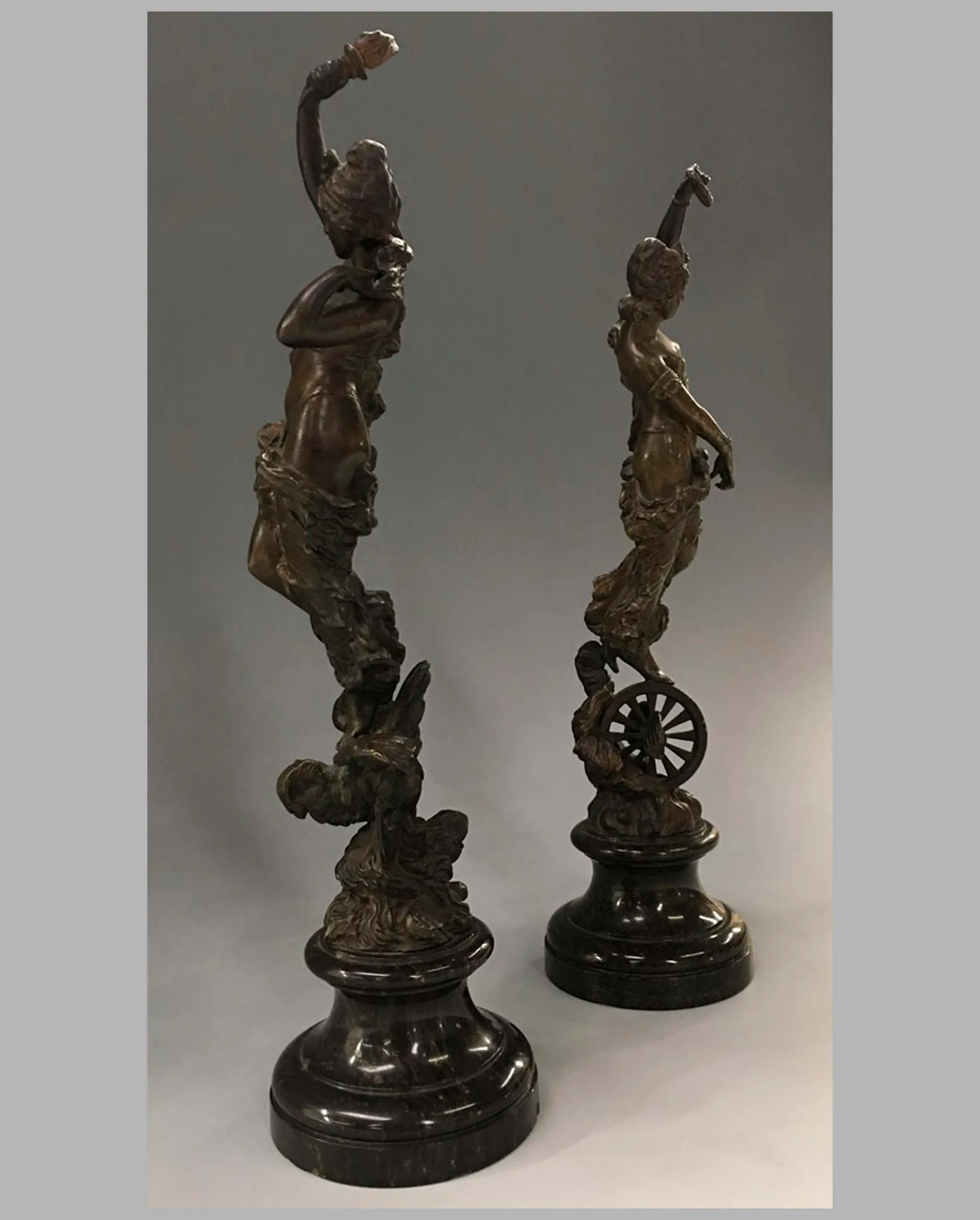 'Industry & Wisdom' bronze sculptures by Paul Aichele, 1891