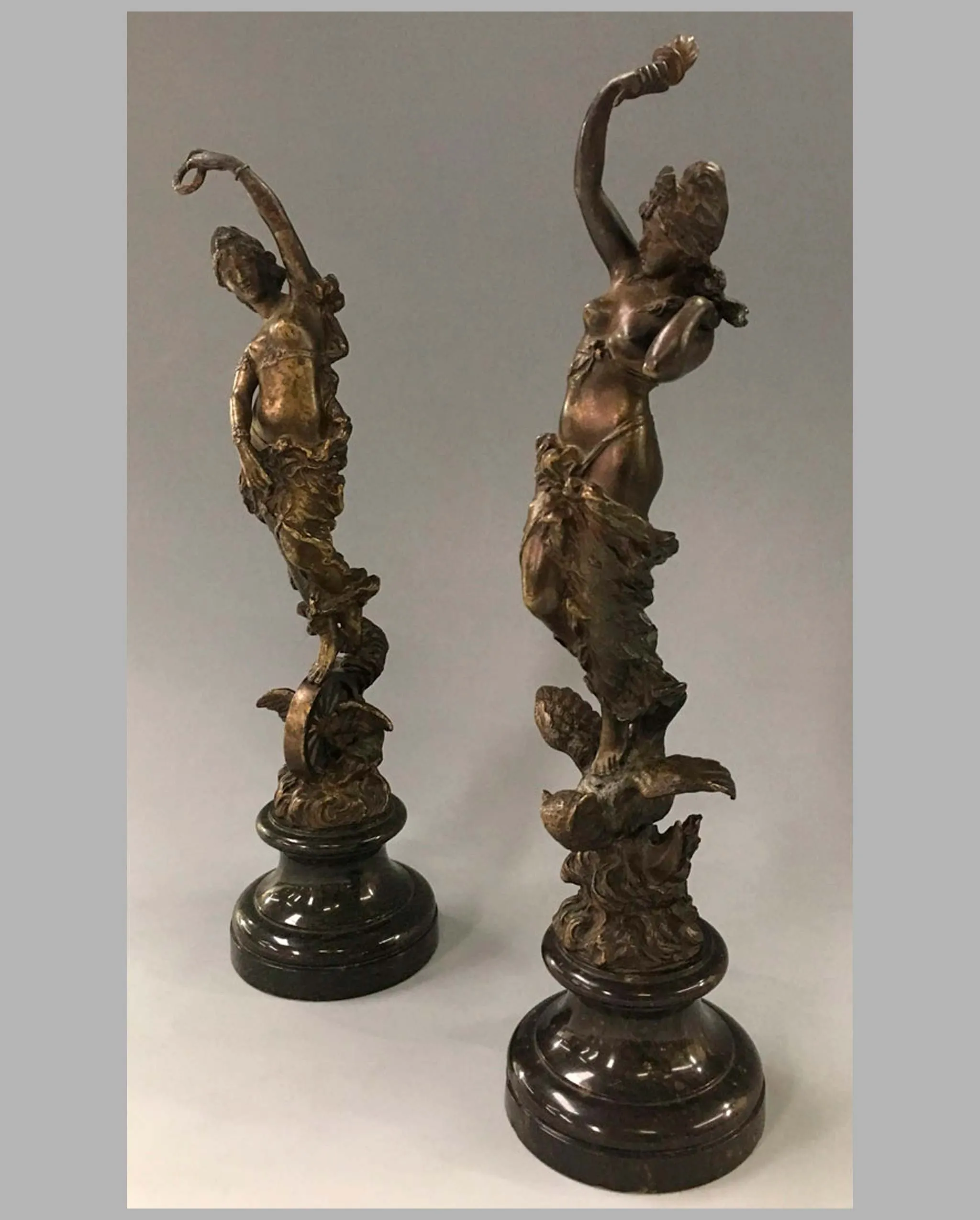 'Industry & Wisdom' bronze sculptures by Paul Aichele, 1891