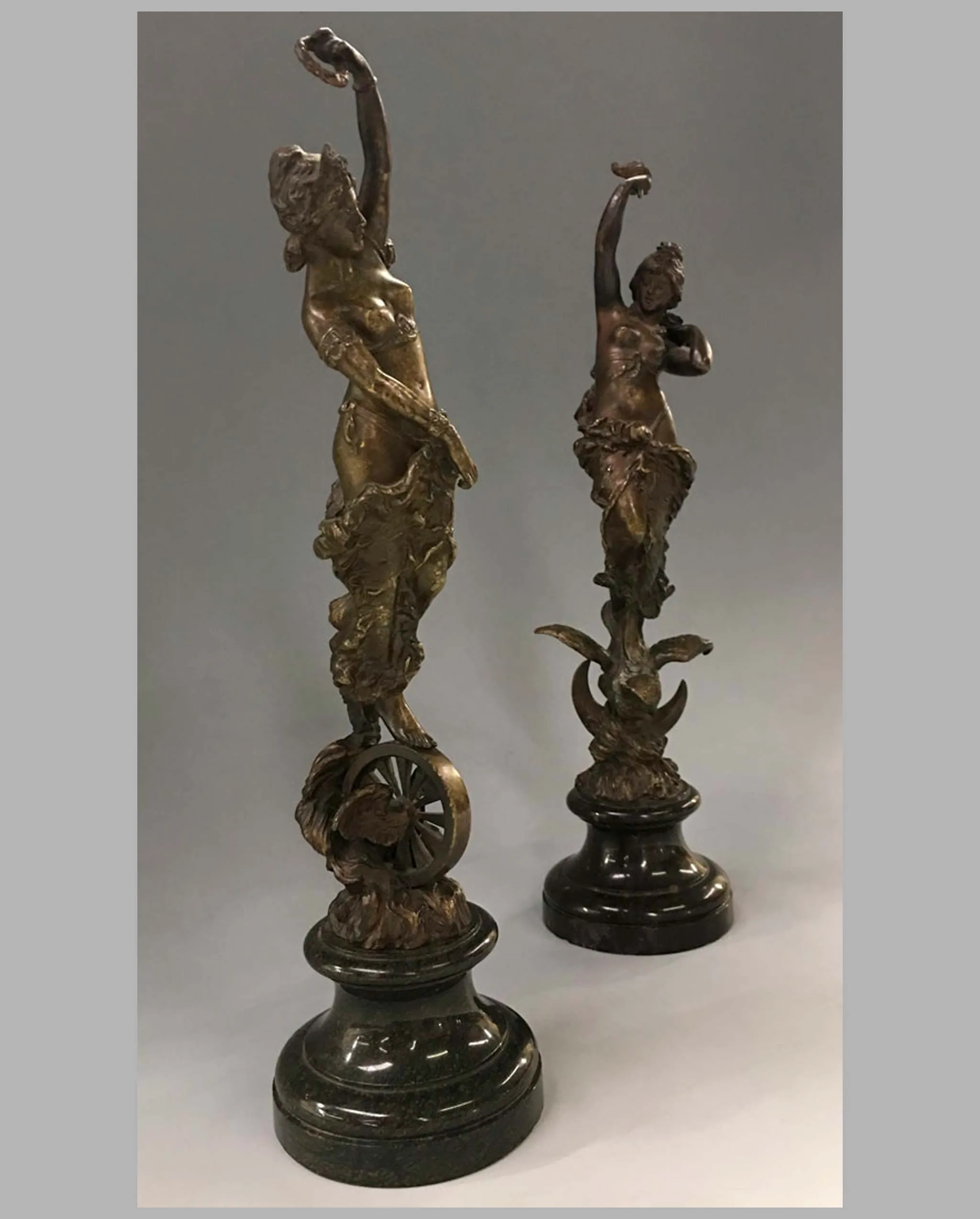 'Industry & Wisdom' bronze sculptures by Paul Aichele, 1891