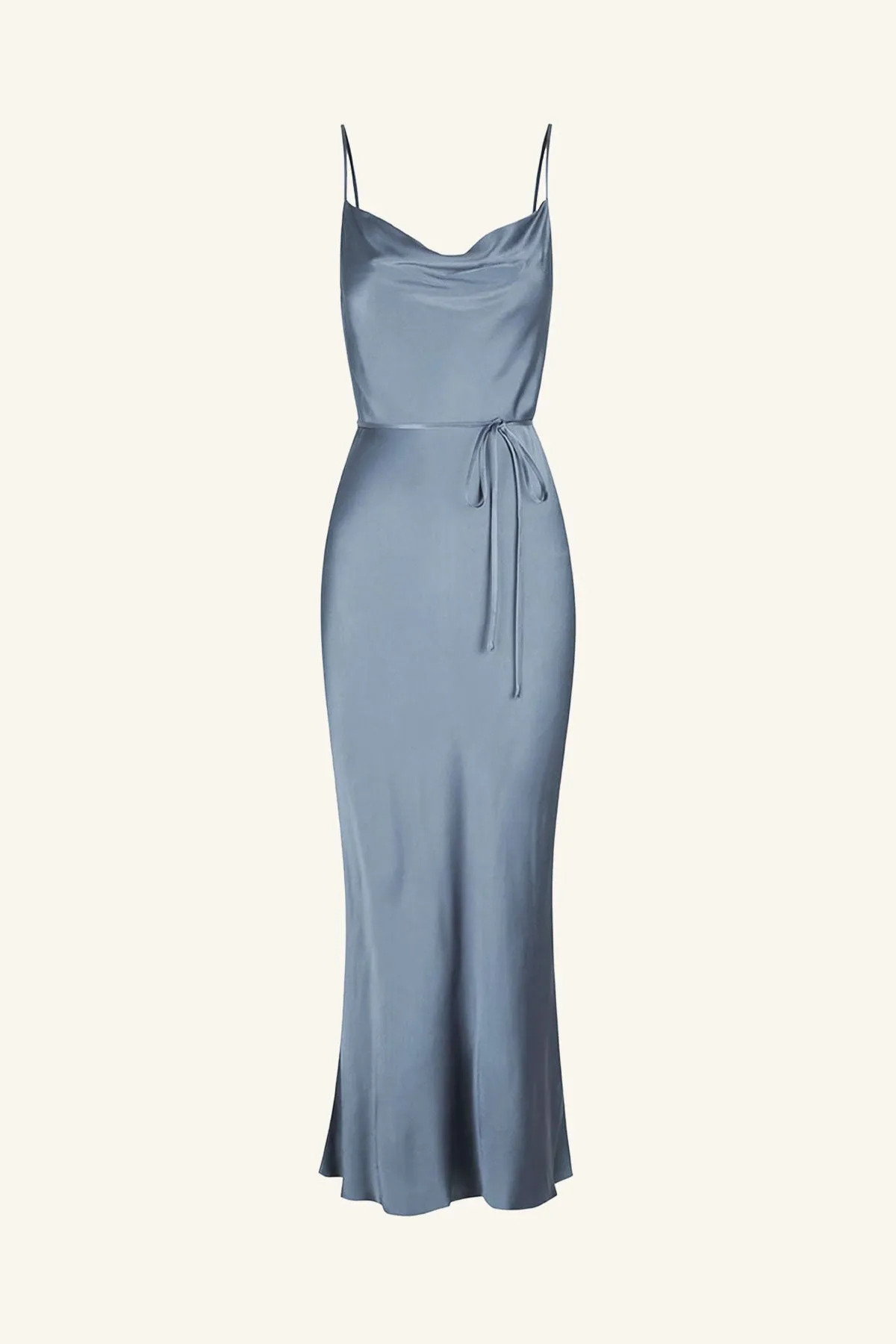 LA LUNE BIAS COWL MIDI DRESS - BLUE SMOKE