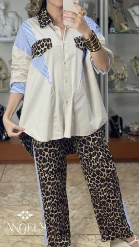 Leopard Stripes OS Pant