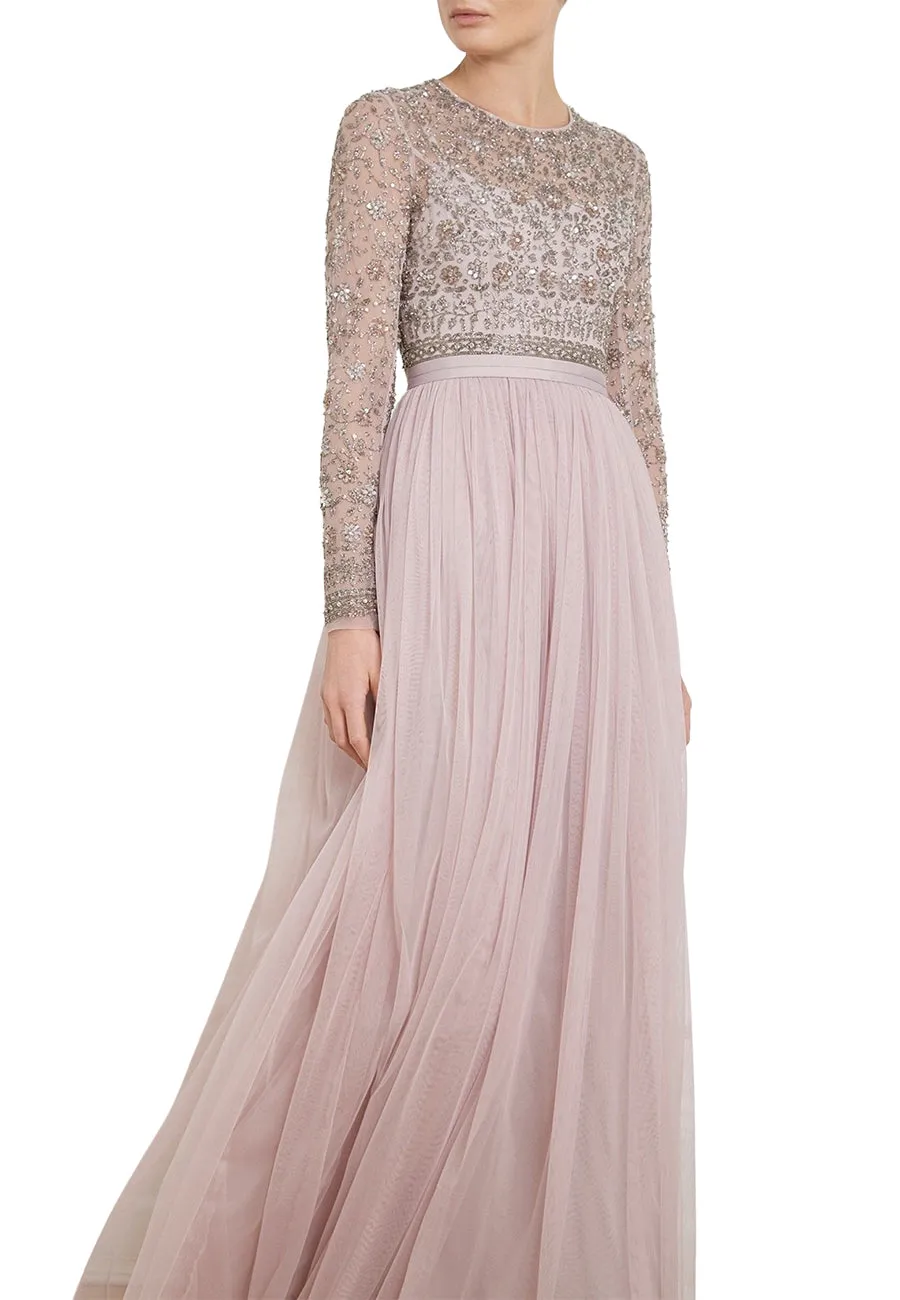 Lilac Andromeda Long Sleeves Embellished Maxi Dress