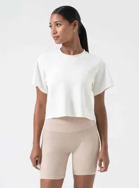 NUX Active Women's Sleek Fabric Relaxed Fit Tee - Coconut White