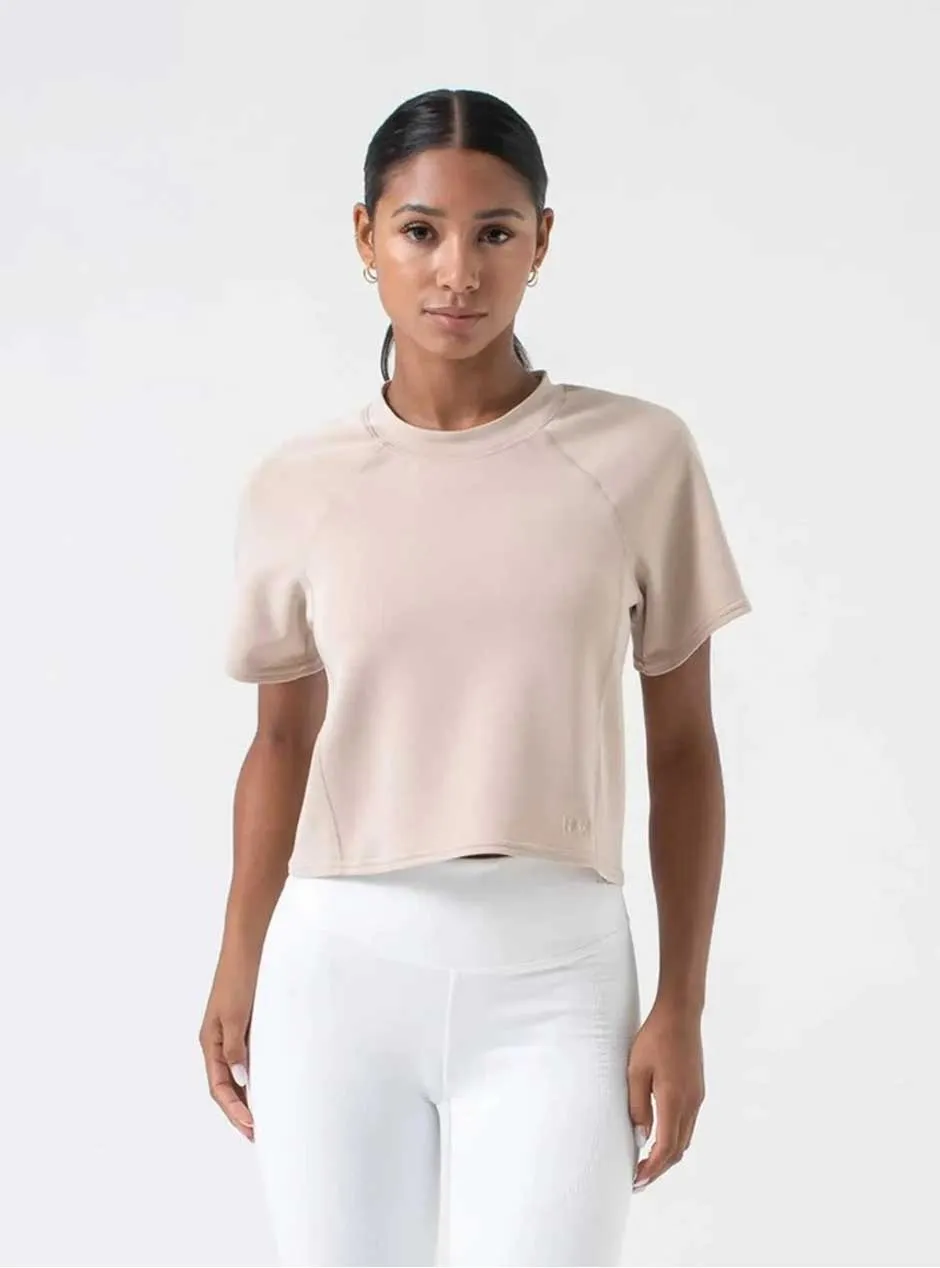 NUX Active Women's Sleek Fabric Relaxed Fit Tee - Sand Tan