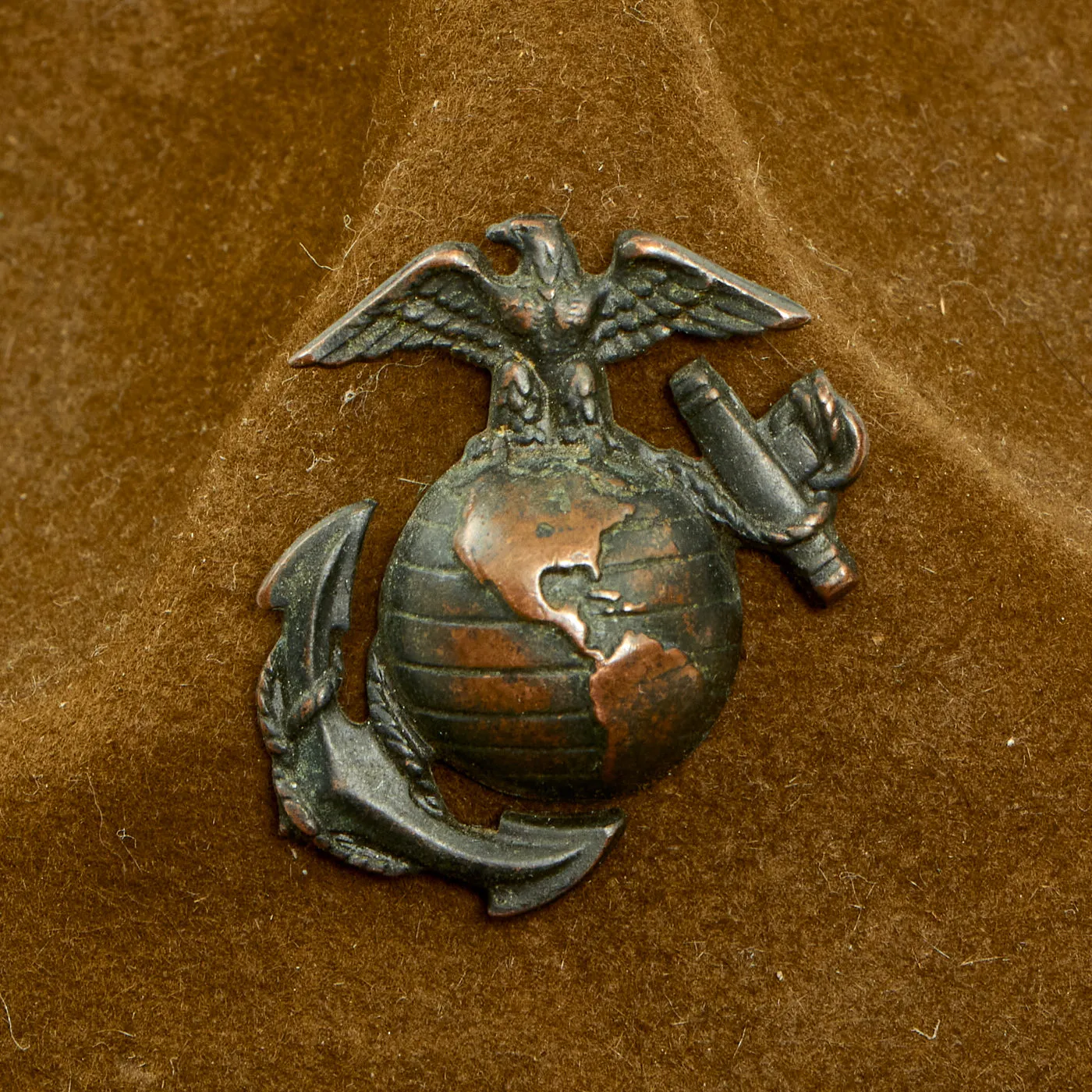 Original U.S. Early WWII USMC Officer’s Campaign Hat with Officer Cord, Original Chinstrap and EGA