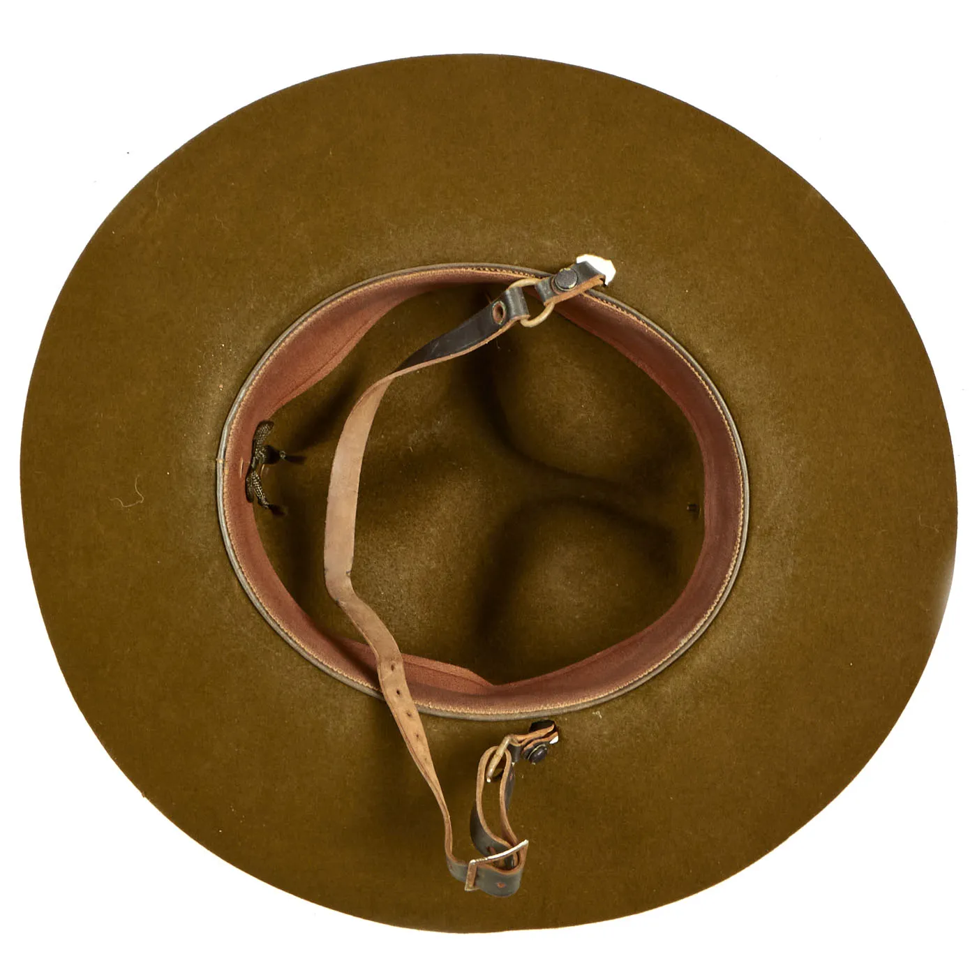 Original U.S. Early WWII USMC Officer’s Campaign Hat with Officer Cord, Original Chinstrap and EGA