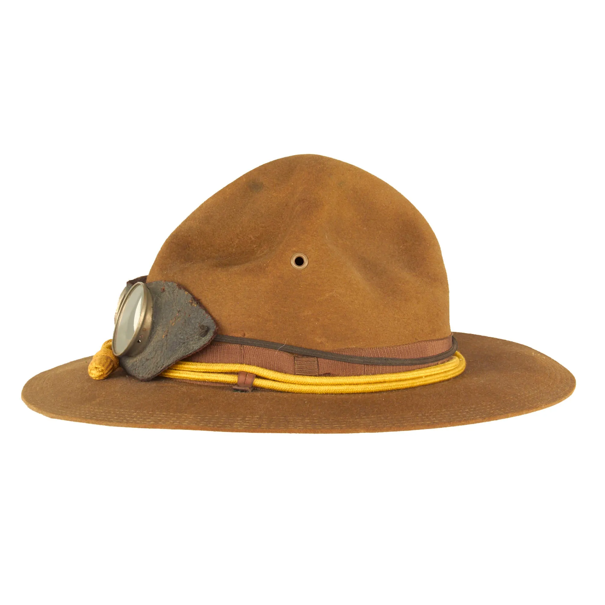 Original U.S. Punitive Expedition Model 1911 Campaign Hat by Ferry Hat Mfg. Co. of New York With Cavalry Hat Cord and Period Dust Goggles - Size 7