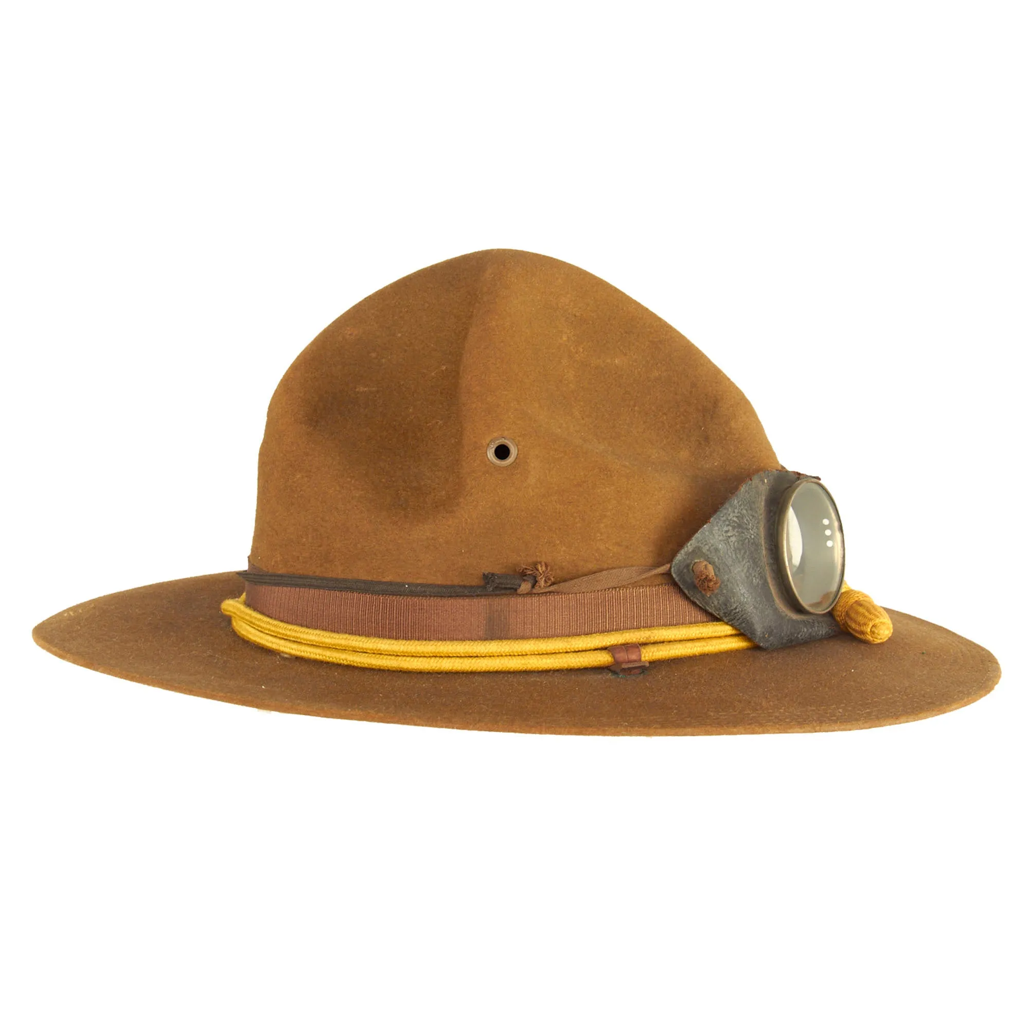 Original U.S. Punitive Expedition Model 1911 Campaign Hat by Ferry Hat Mfg. Co. of New York With Cavalry Hat Cord and Period Dust Goggles - Size 7