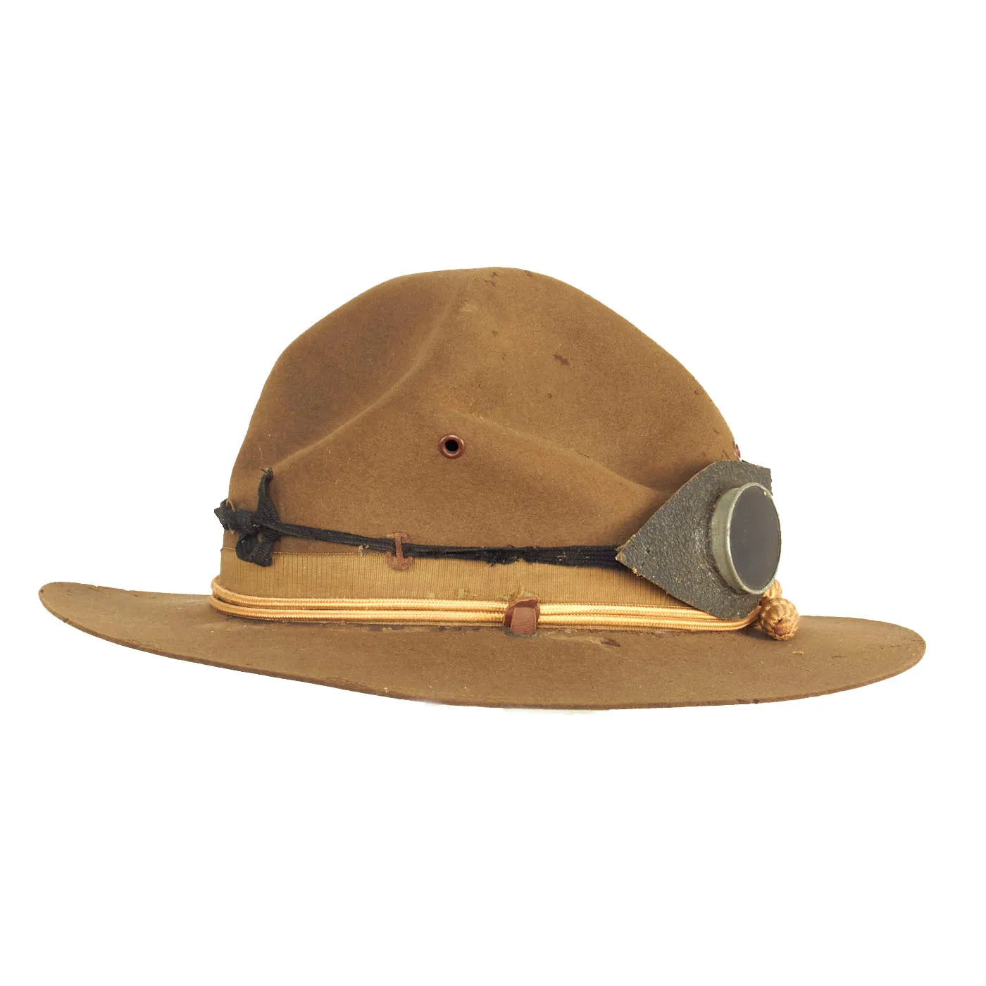 Original U.S. Punitive Expedition Model 1911 Campaign Hat by Stetson w/ Quartermaster Hat Cord and Period Dust Goggles - Size 7 ½