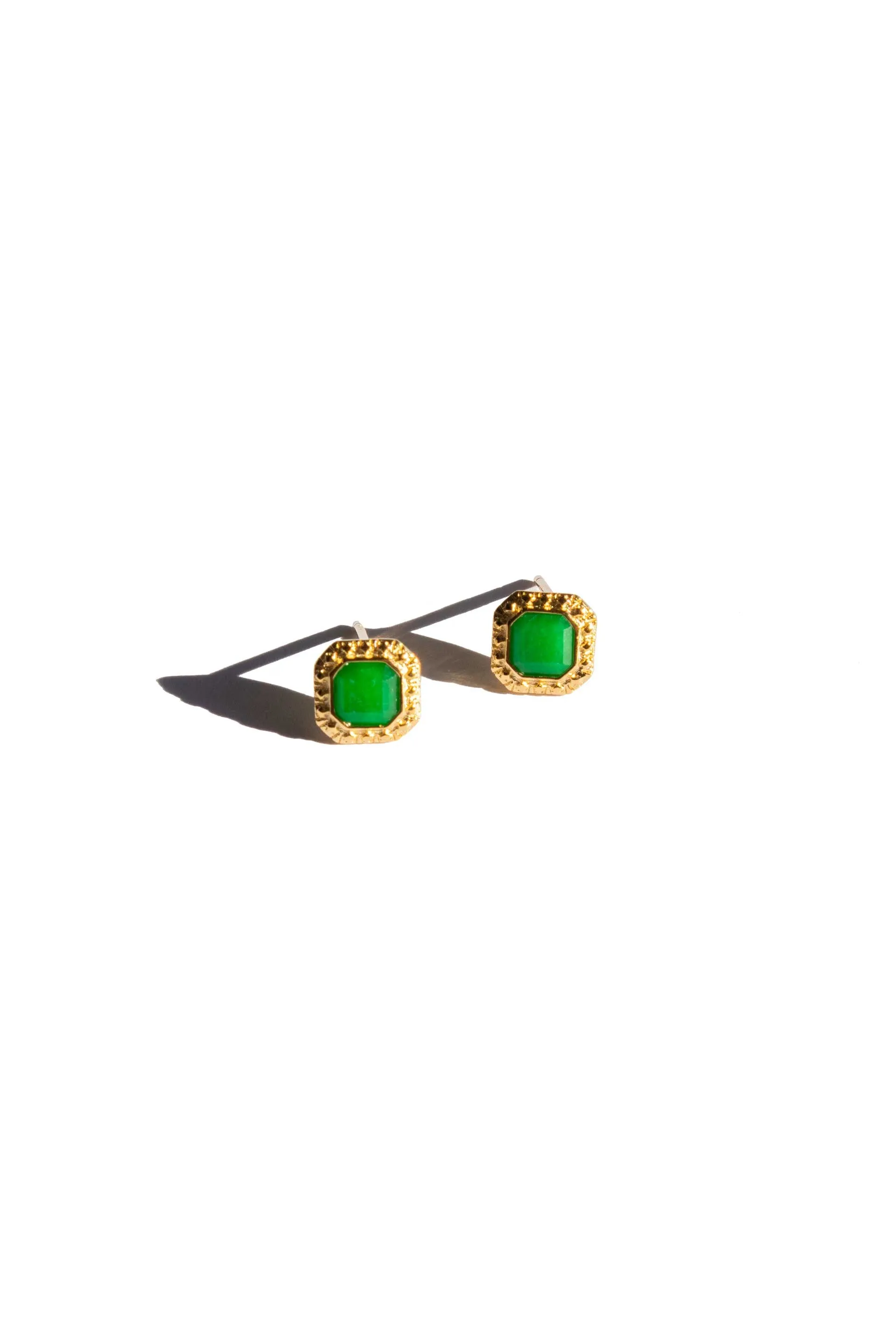 Park — Green jade square stud earrings