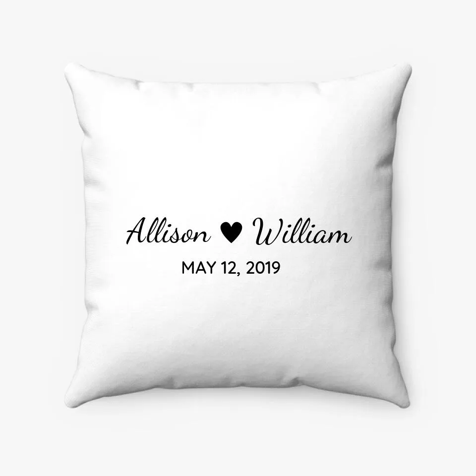 Personalized Couple Pillow With Custom Names And Date