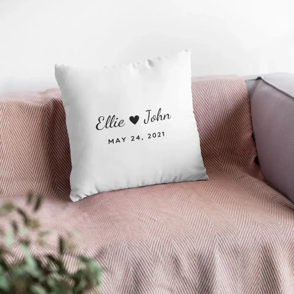 Personalized Couple Pillow With Custom Names And Date