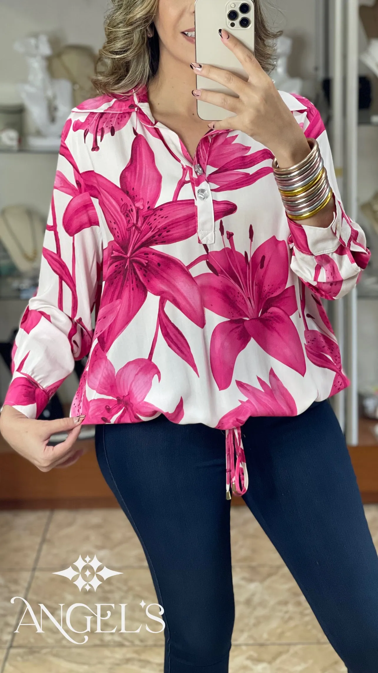 Pink Floral OS Top