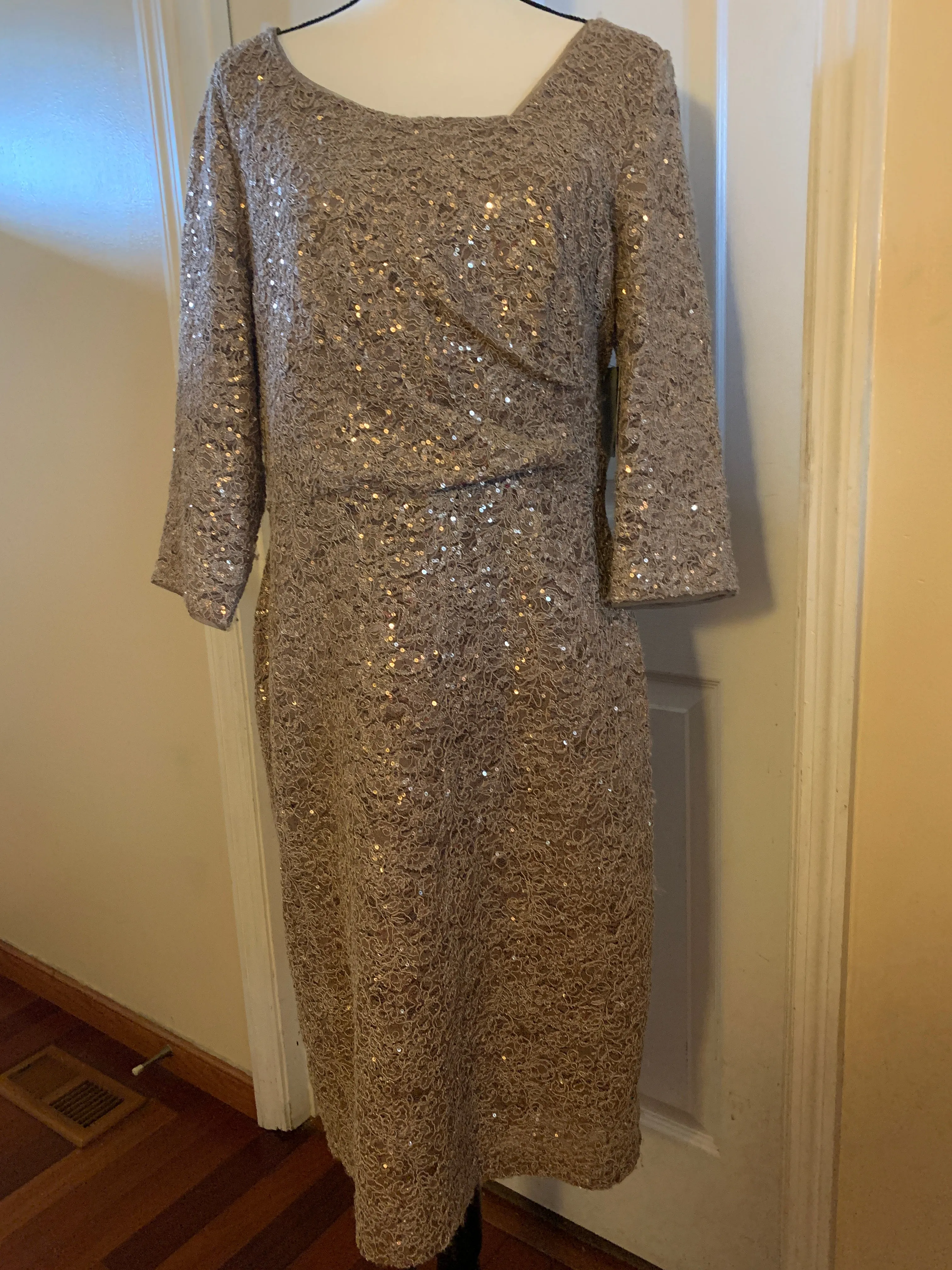 PL-Alex Evenings Champagne Sequin Dress