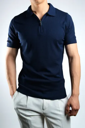 Solid S/s Zip Knit Polo