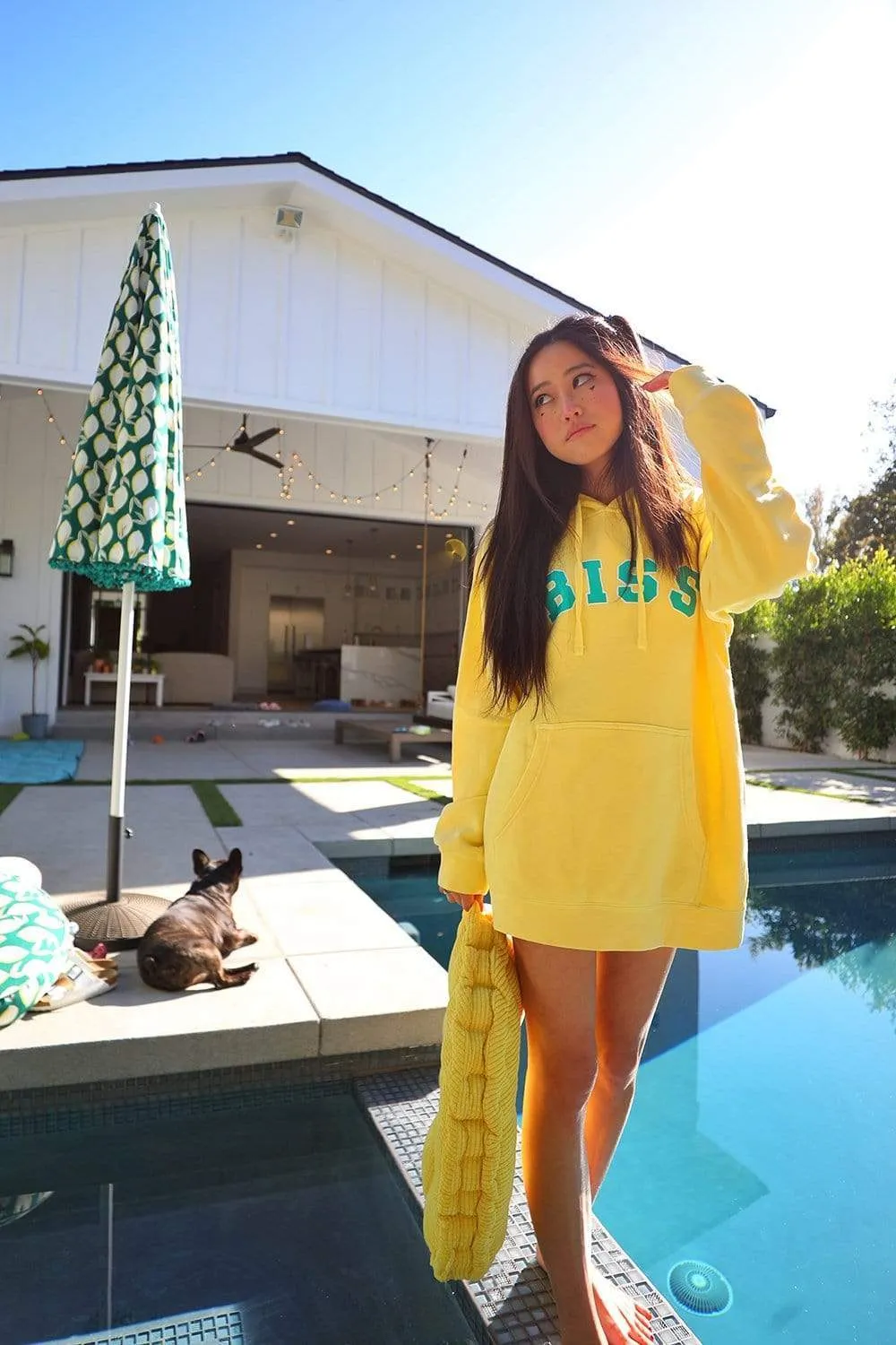 Stephanie Soo Signature 'BISS' Lemon Vintage Wash Hoodie