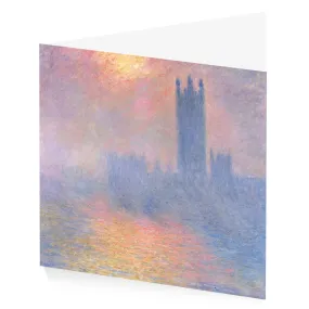 The Houses of Parliament, Shaft of Sunlight in the Fog Greetings Card