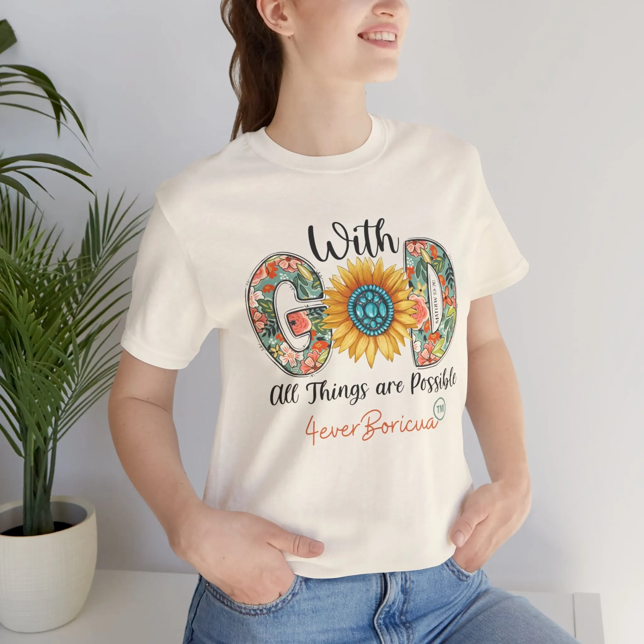 WITH GOD ALL THINGS ARE POSSIBLE Unisex Puerto Rico Shirt 4everBoricua™️